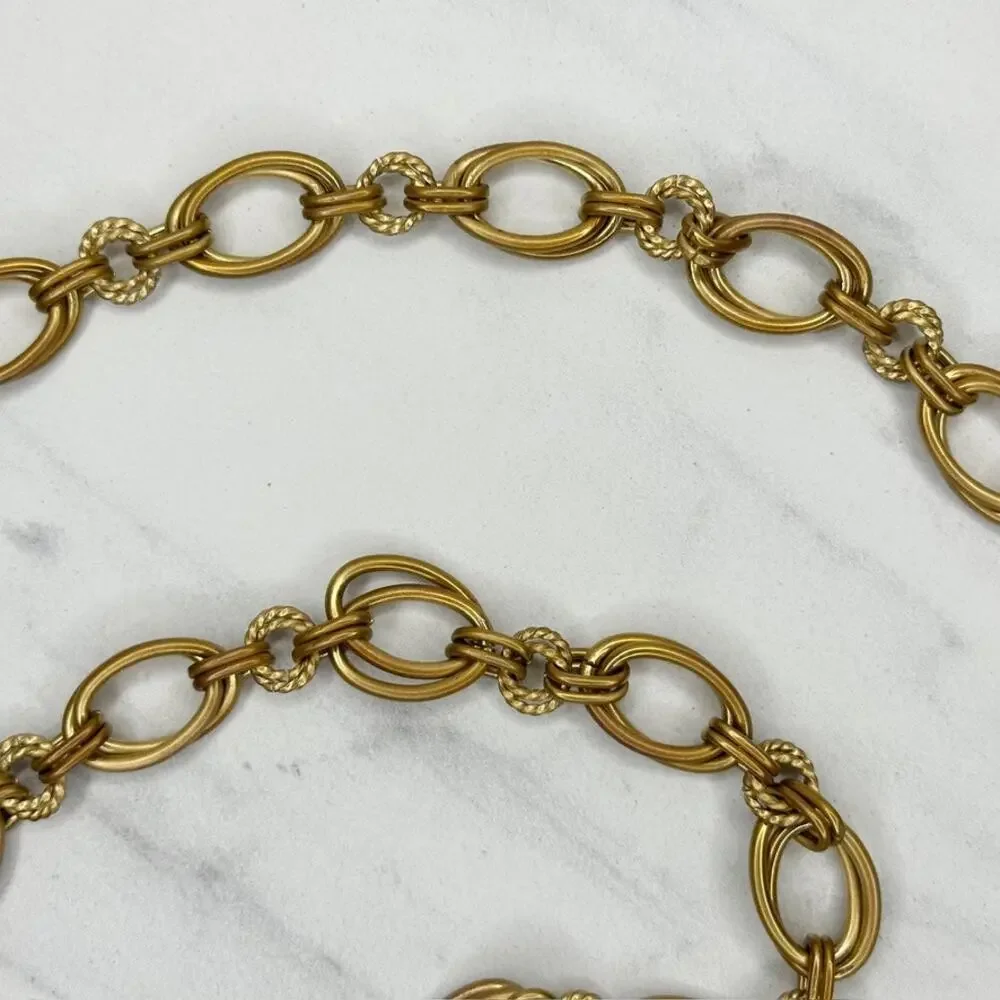 Vintage Gold Oval Link Chain Belt Drop Charm OS ✨
